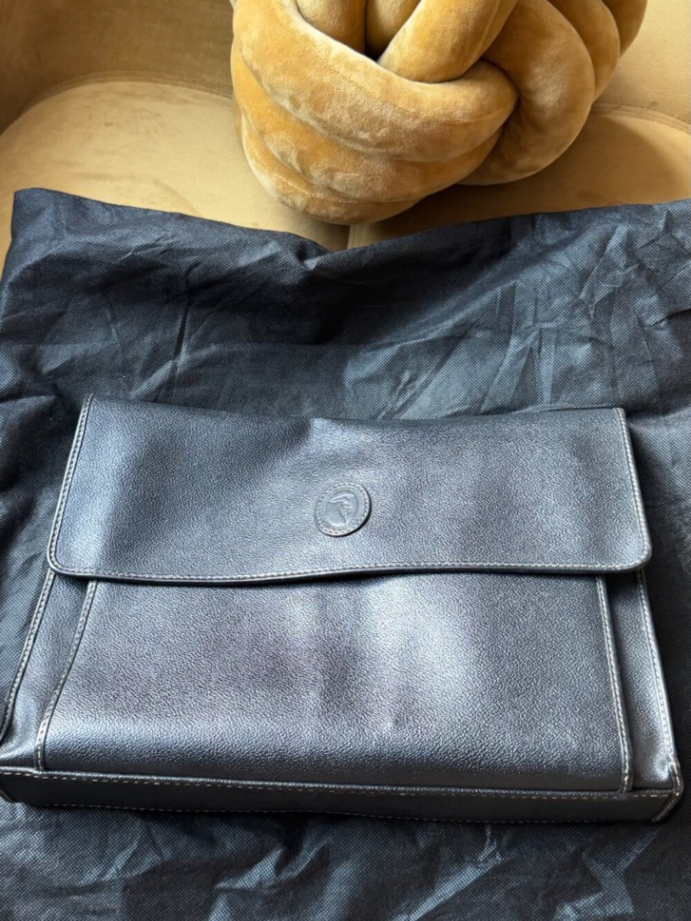 Vintage black Trussardi leather bag clutch w/ original certificate